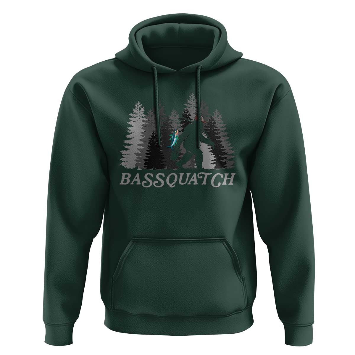 Funny Bigfoot Fishing Hoodie Bassquatch Sasquatch In The Forest Yeti - Wonder Print Shop
