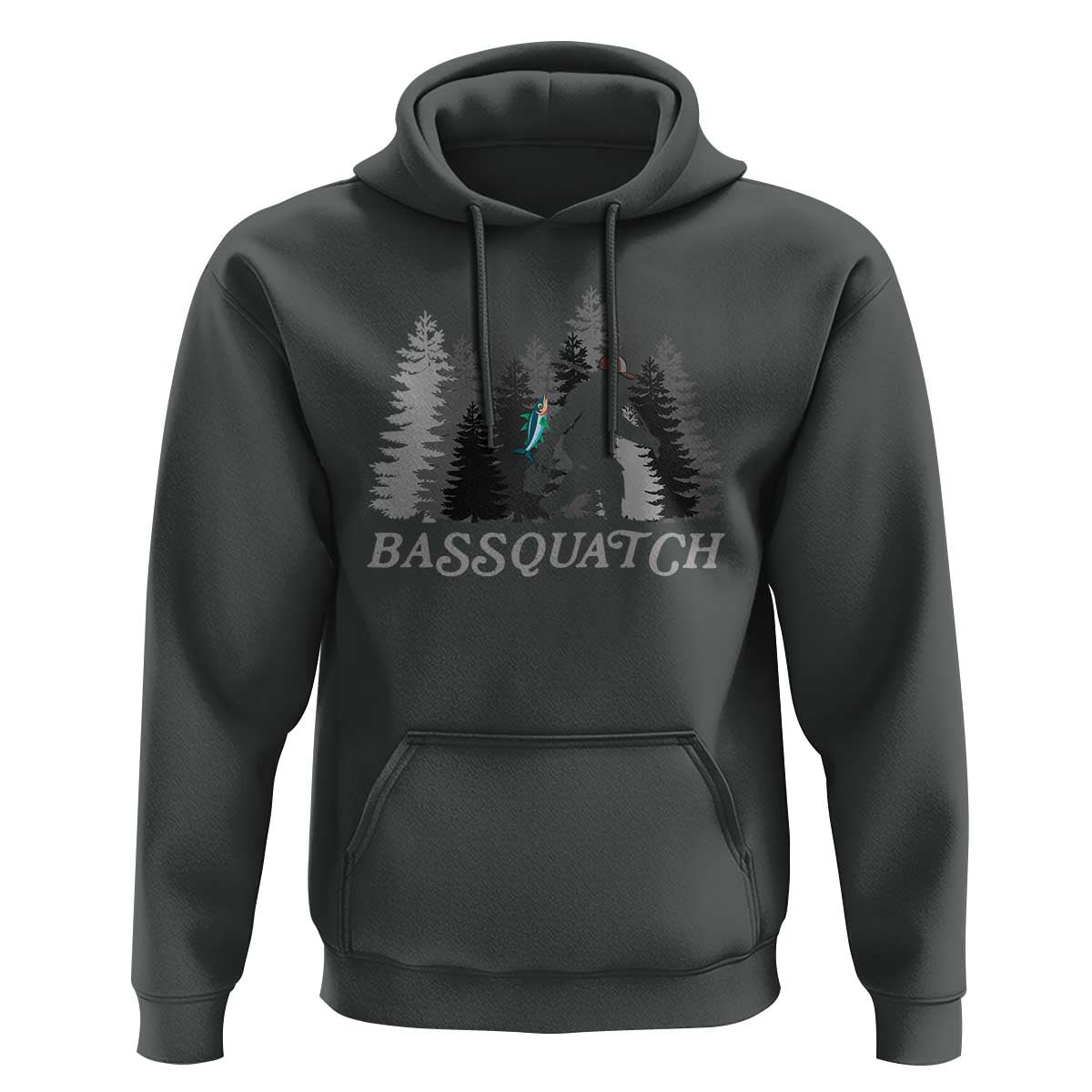 Funny Bigfoot Fishing Hoodie Bassquatch Sasquatch In The Forest Yeti - Wonder Print Shop