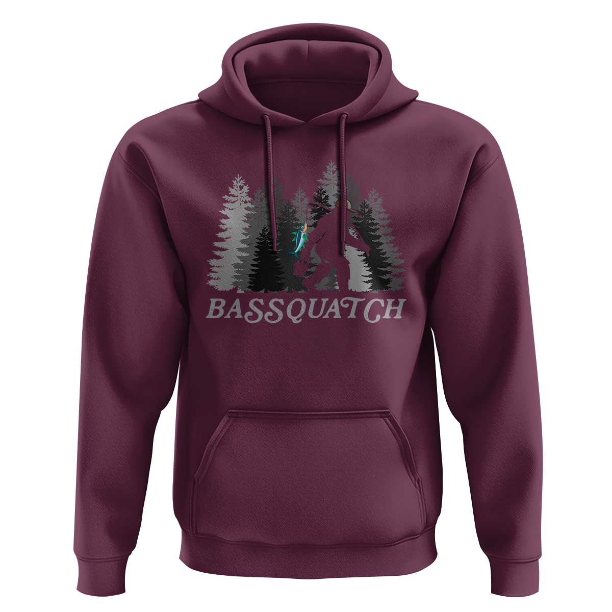 Funny Bigfoot Fishing Hoodie Bassquatch Sasquatch In The Forest Yeti - Wonder Print Shop