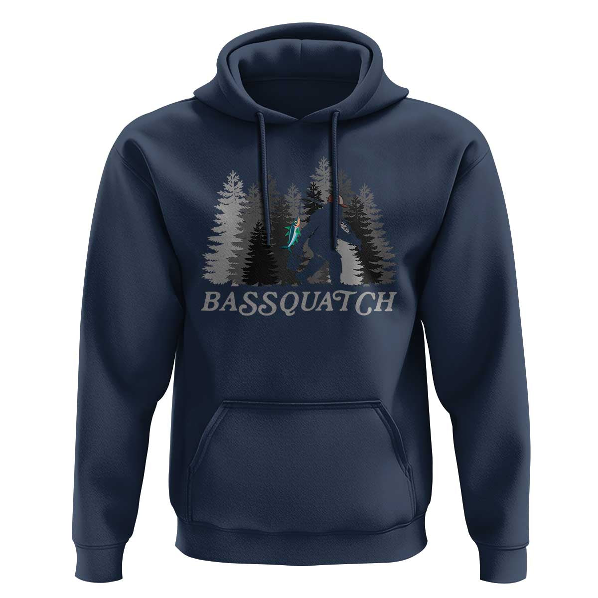 Funny Bigfoot Fishing Hoodie Bassquatch Sasquatch In The Forest Yeti - Wonder Print Shop