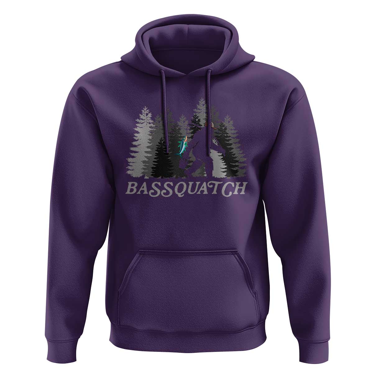 Funny Bigfoot Fishing Hoodie Bassquatch Sasquatch In The Forest Yeti - Wonder Print Shop