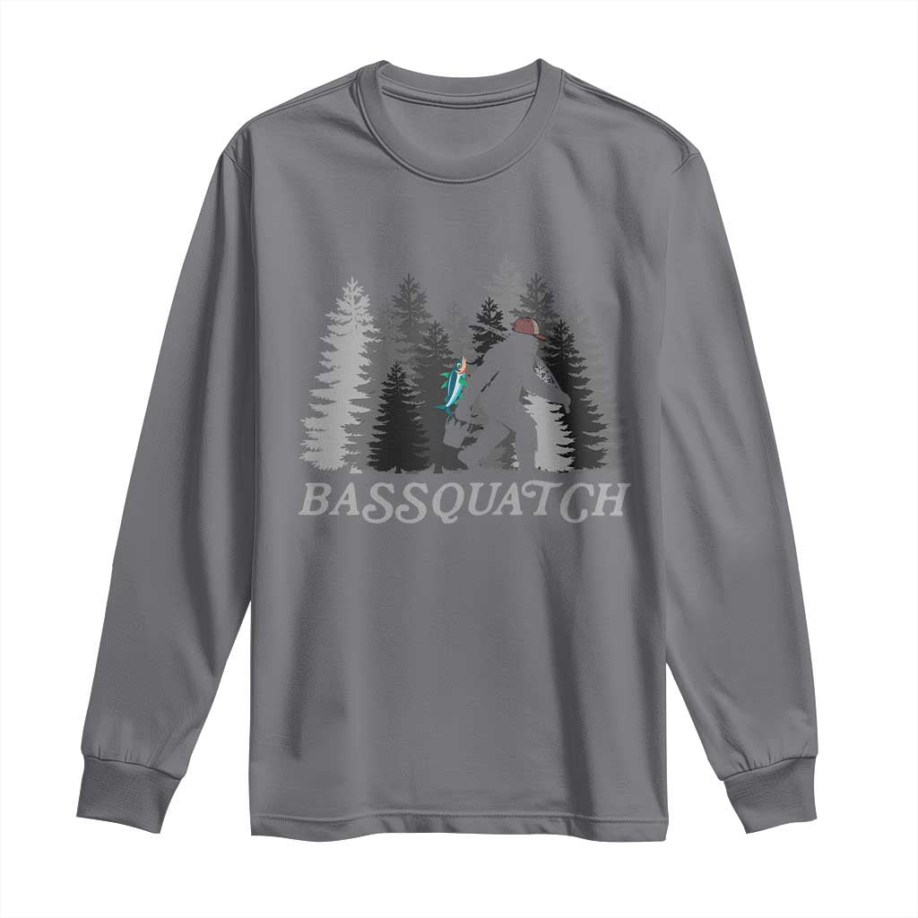 Funny Bigfoot Fishing Long Sleeve Shirt Bassquatch Sasquatch In The Forest Yeti - Wonder Print Shop