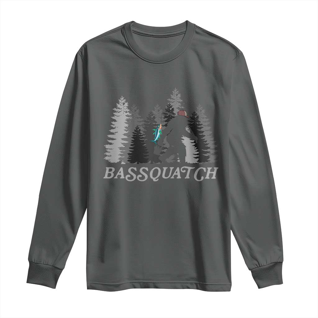 Funny Bigfoot Fishing Long Sleeve Shirt Bassquatch Sasquatch In The Forest Yeti - Wonder Print Shop
