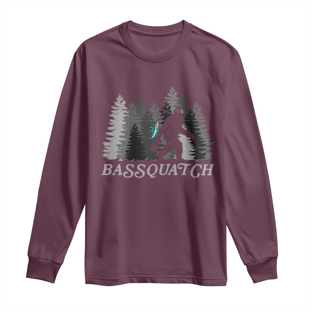 Funny Bigfoot Fishing Long Sleeve Shirt Bassquatch Sasquatch In The Forest Yeti - Wonder Print Shop