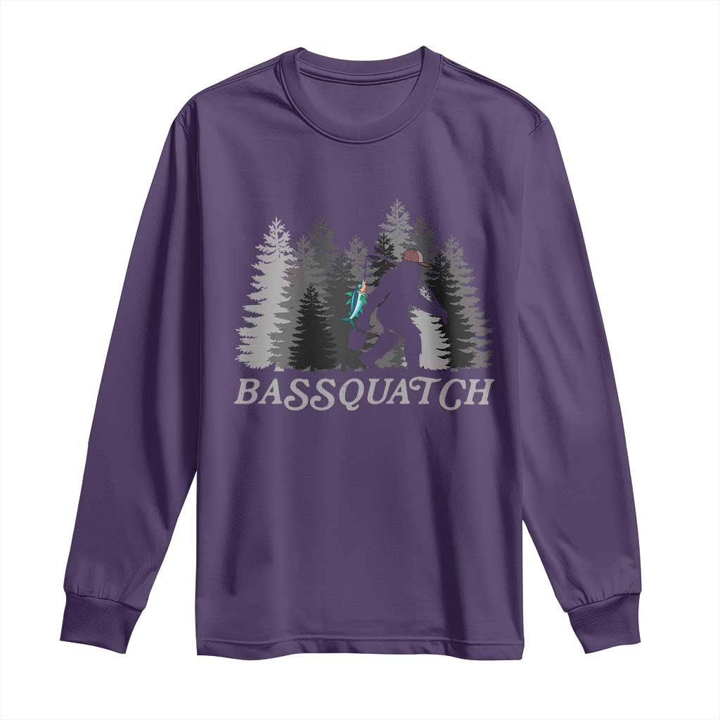 Funny Bigfoot Fishing Long Sleeve Shirt Bassquatch Sasquatch In The Forest Yeti - Wonder Print Shop
