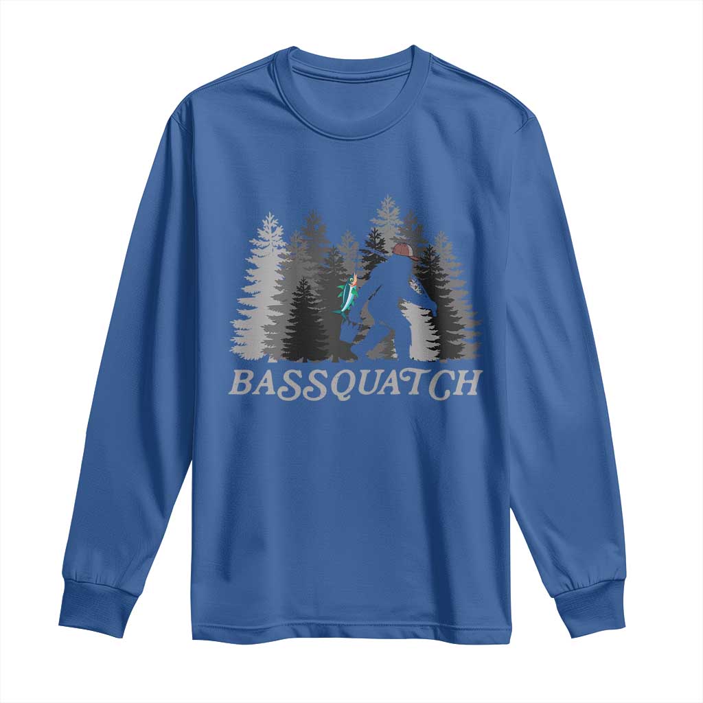 Funny Bigfoot Fishing Long Sleeve Shirt Bassquatch Sasquatch In The Forest Yeti - Wonder Print Shop