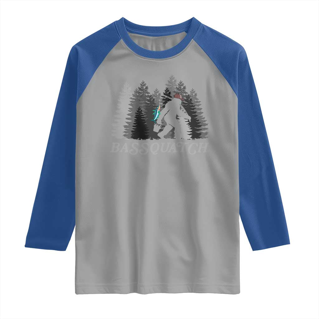Funny Bigfoot Fishing Raglan Shirt Bassquatch Sasquatch In The Forest Yeti - Wonder Print Shop