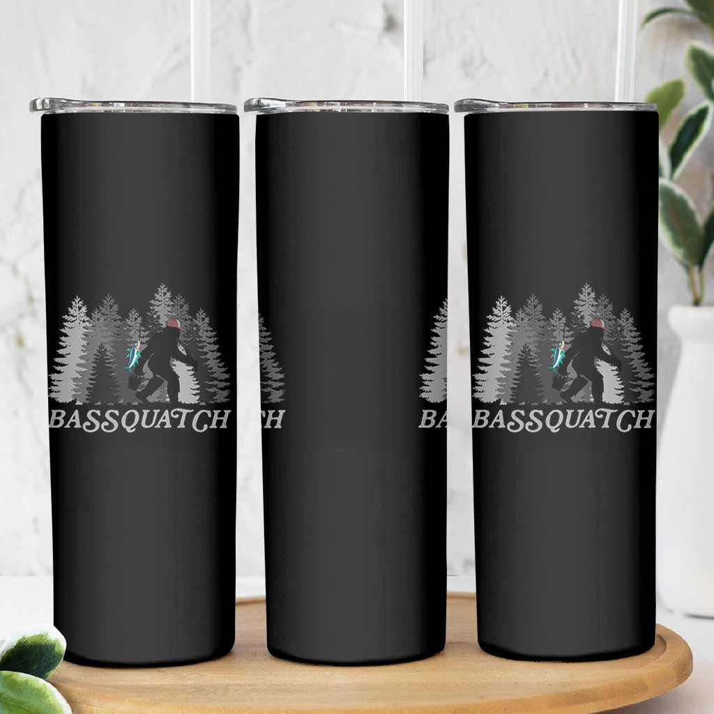 Funny Bigfoot Fishing Skinny Tumbler Bassquatch Sasquatch In The Forest Yeti - Wonder Print Shop
