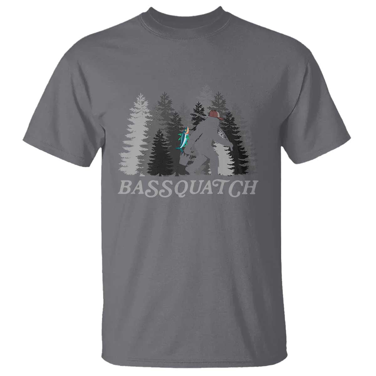 Funny Bigfoot Fishing T Shirt Bassquatch Sasquatch In The Forest Yeti - Wonder Print Shop