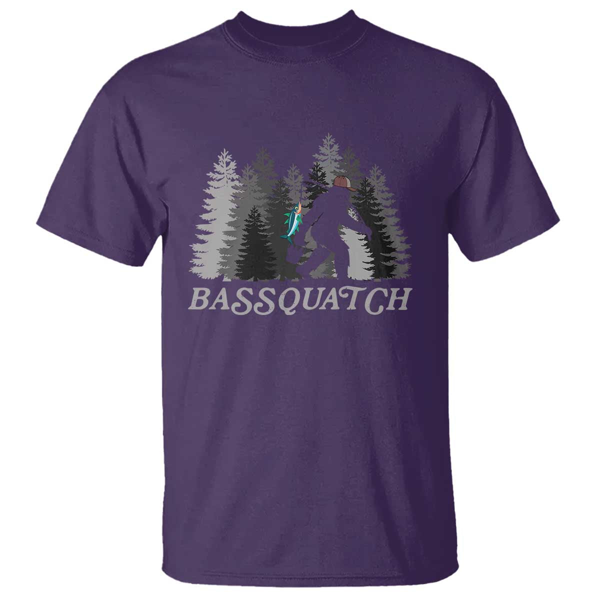 Funny Bigfoot Fishing T Shirt Bassquatch Sasquatch In The Forest Yeti - Wonder Print Shop