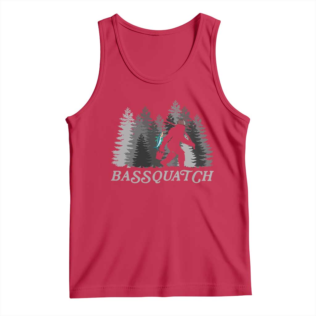 Funny Bigfoot Fishing Tank Top Bassquatch Sasquatch In The Forest Yeti - Wonder Print Shop