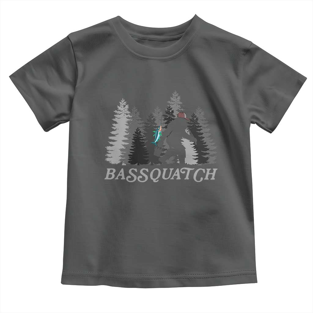 Funny Bigfoot Fishing Toddler T Shirt Bassquatch Sasquatch In The Forest Yeti - Wonder Print Shop