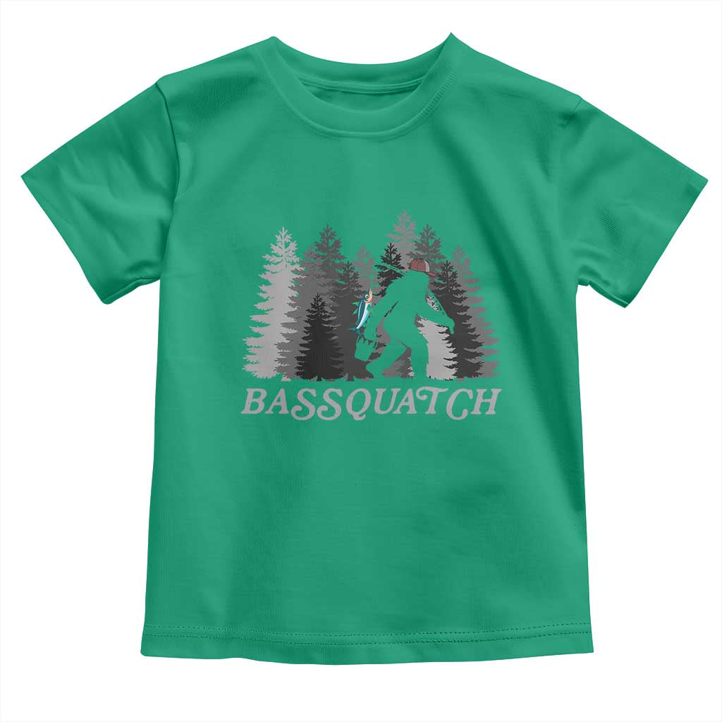 Funny Bigfoot Fishing Toddler T Shirt Bassquatch Sasquatch In The Forest Yeti - Wonder Print Shop