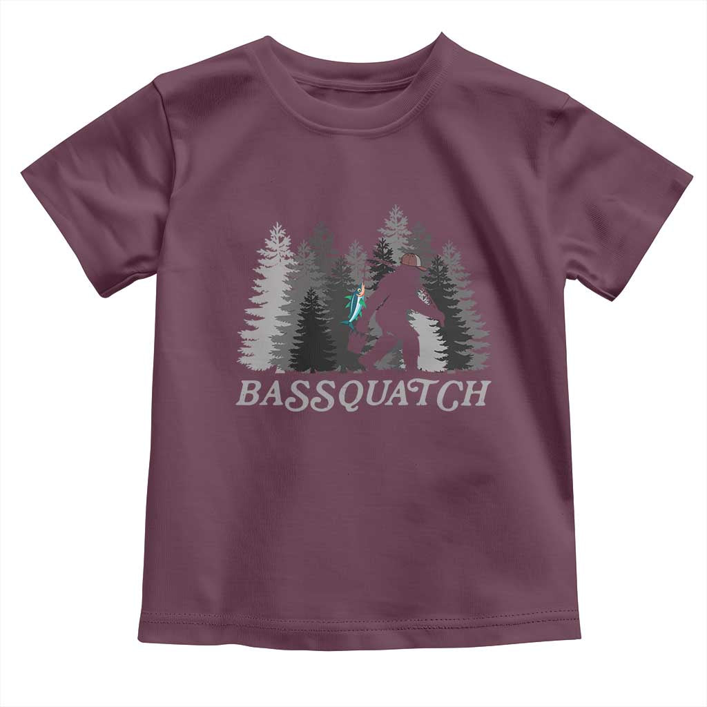 Funny Bigfoot Fishing Toddler T Shirt Bassquatch Sasquatch In The Forest Yeti - Wonder Print Shop