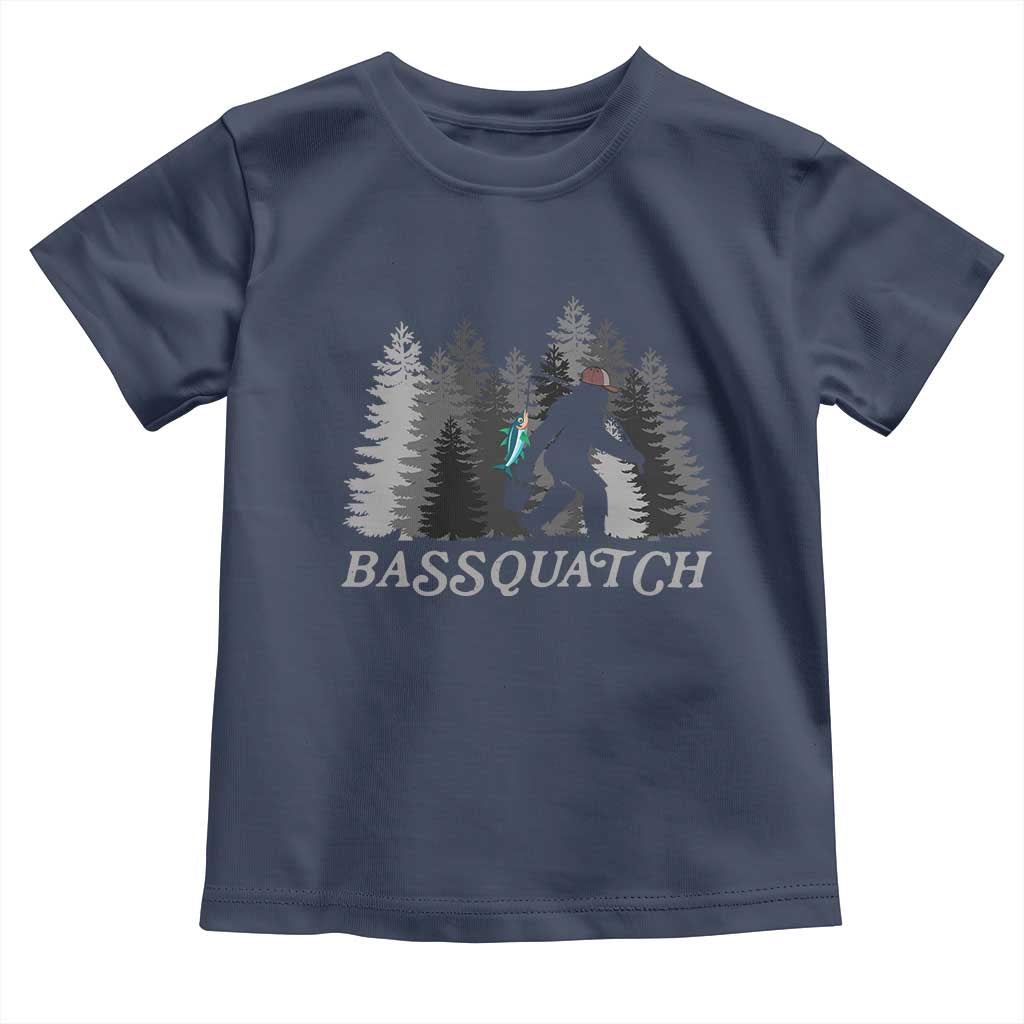 Funny Bigfoot Fishing Toddler T Shirt Bassquatch Sasquatch In The Forest Yeti - Wonder Print Shop