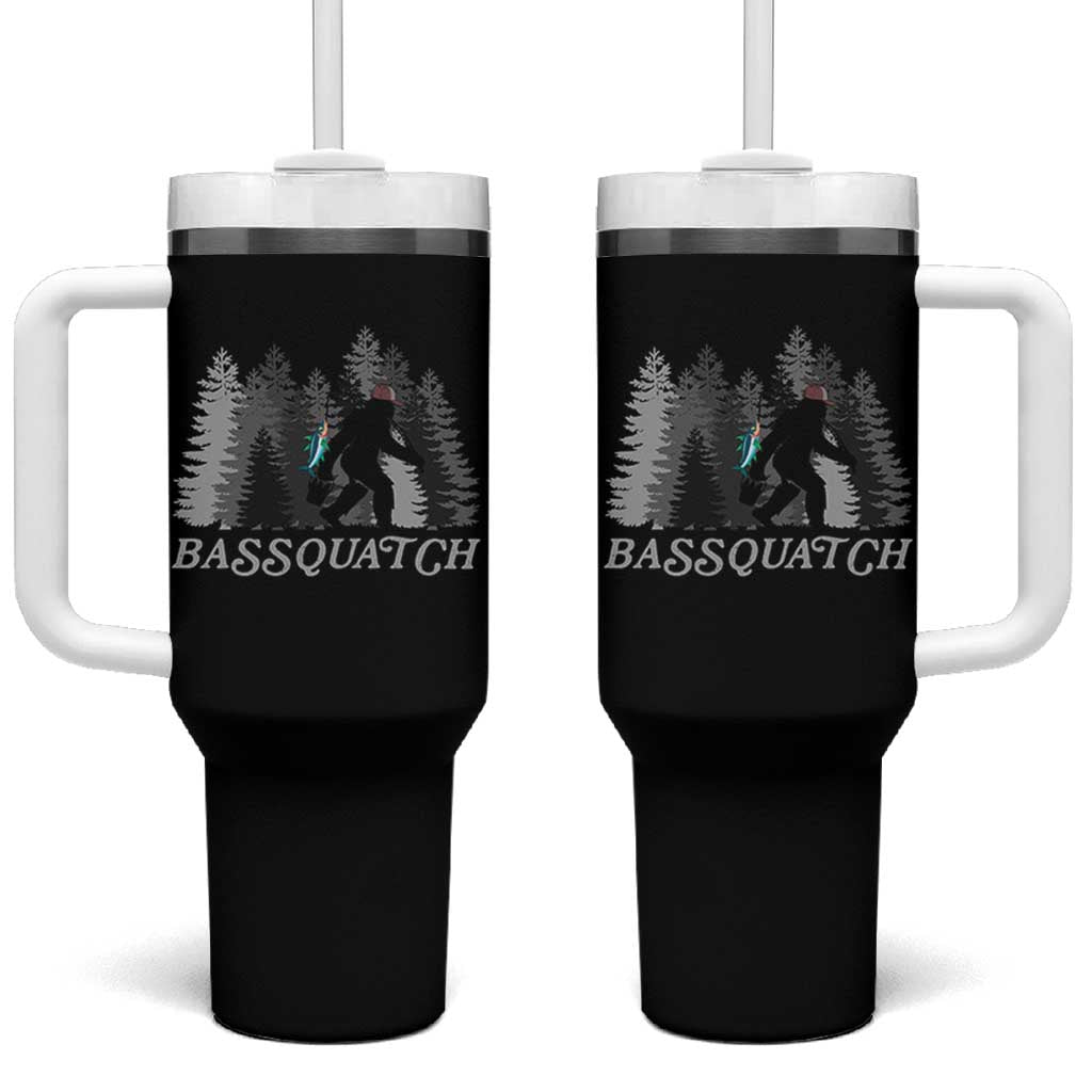 Funny Bigfoot Fishing Tumbler With Handle Bassquatch Sasquatch In The Forest Yeti - Wonder Print Shop