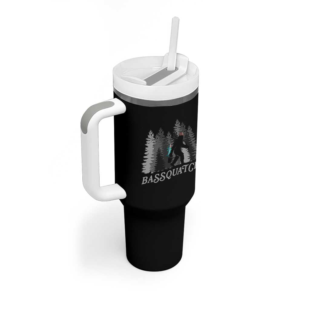 Funny Bigfoot Fishing Tumbler With Handle Bassquatch Sasquatch In The Forest Yeti - Wonder Print Shop