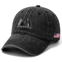 Funny Bigfoot Fishing Washed Cotton Baseball Cap Bassquatch Sasquatch In The Forest Yeti