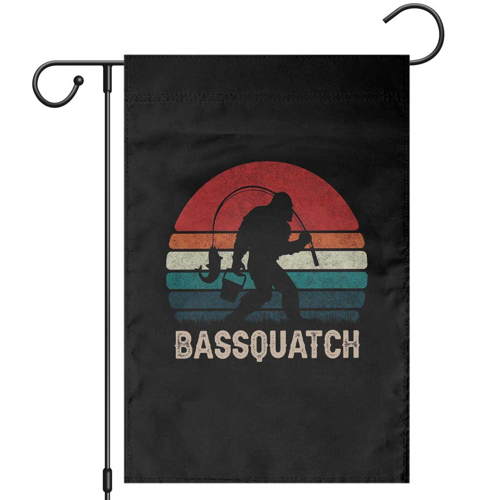 Retro Bigfoot Fishing Garden Flag Funny Retro Sasquatch Bassquatch Fisherman - Wonder Print Shop