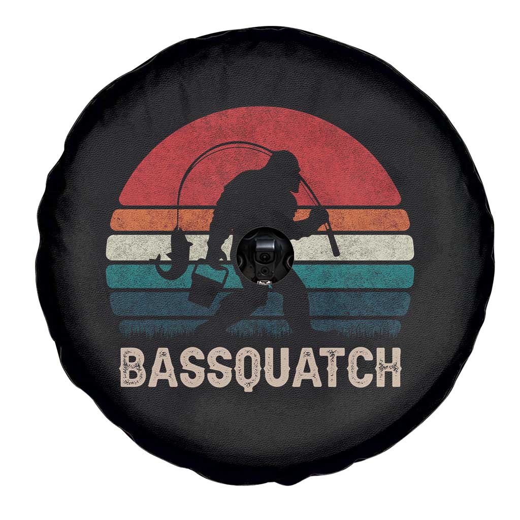 Retro Bigfoot Fishing Spare Tire Cover Funny Retro Sasquatch Bassquatch Fisherman - Wonder Print Shop