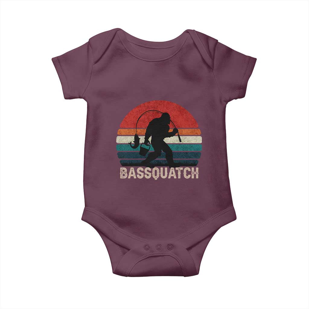 Retro Bigfoot Fishing Baby Onesie Funny Retro Sasquatch Bassquatch Fisherman - Wonder Print Shop