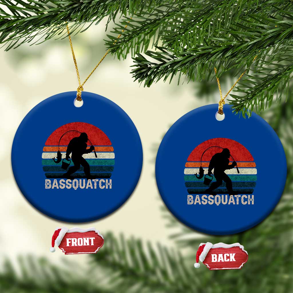 Retro Bigfoot Fishing Ceramic Ornament Funny Retro Sasquatch Bassquatch Fisherman - Wonder Print Shop
