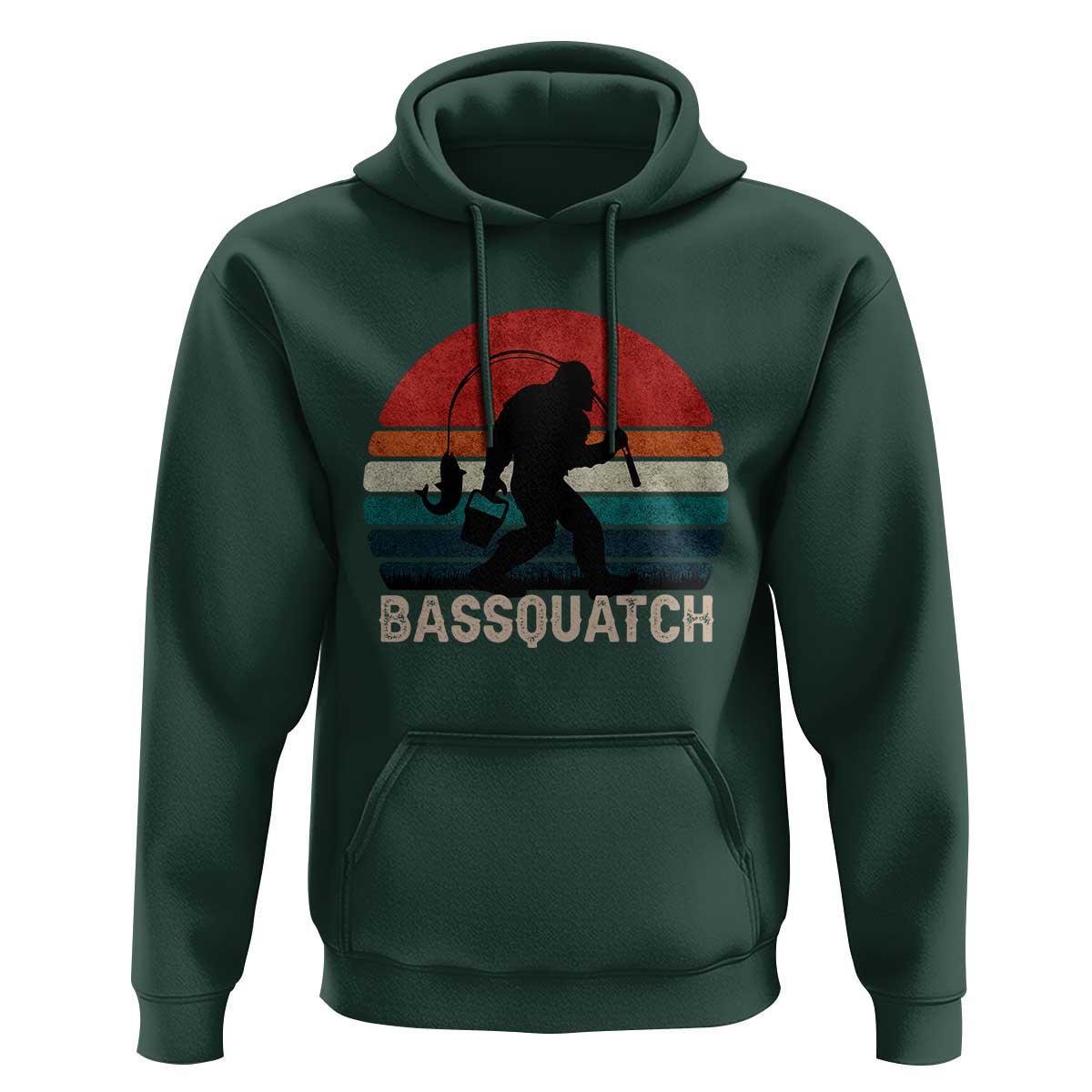 Retro Bigfoot Fishing Hoodie Funny Retro Sasquatch Bassquatch Fisherman - Wonder Print Shop