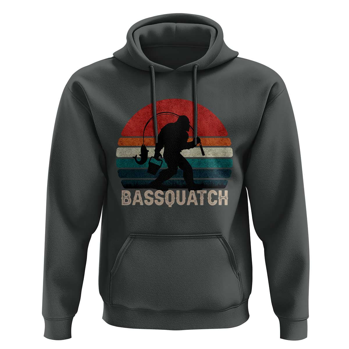 Retro Bigfoot Fishing Hoodie Funny Retro Sasquatch Bassquatch Fisherman - Wonder Print Shop