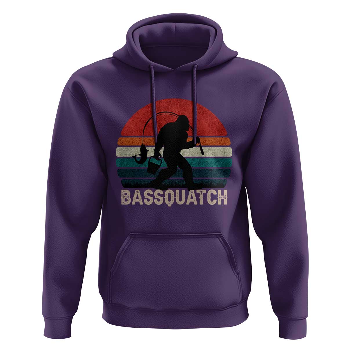Retro Bigfoot Fishing Hoodie Funny Retro Sasquatch Bassquatch Fisherman - Wonder Print Shop