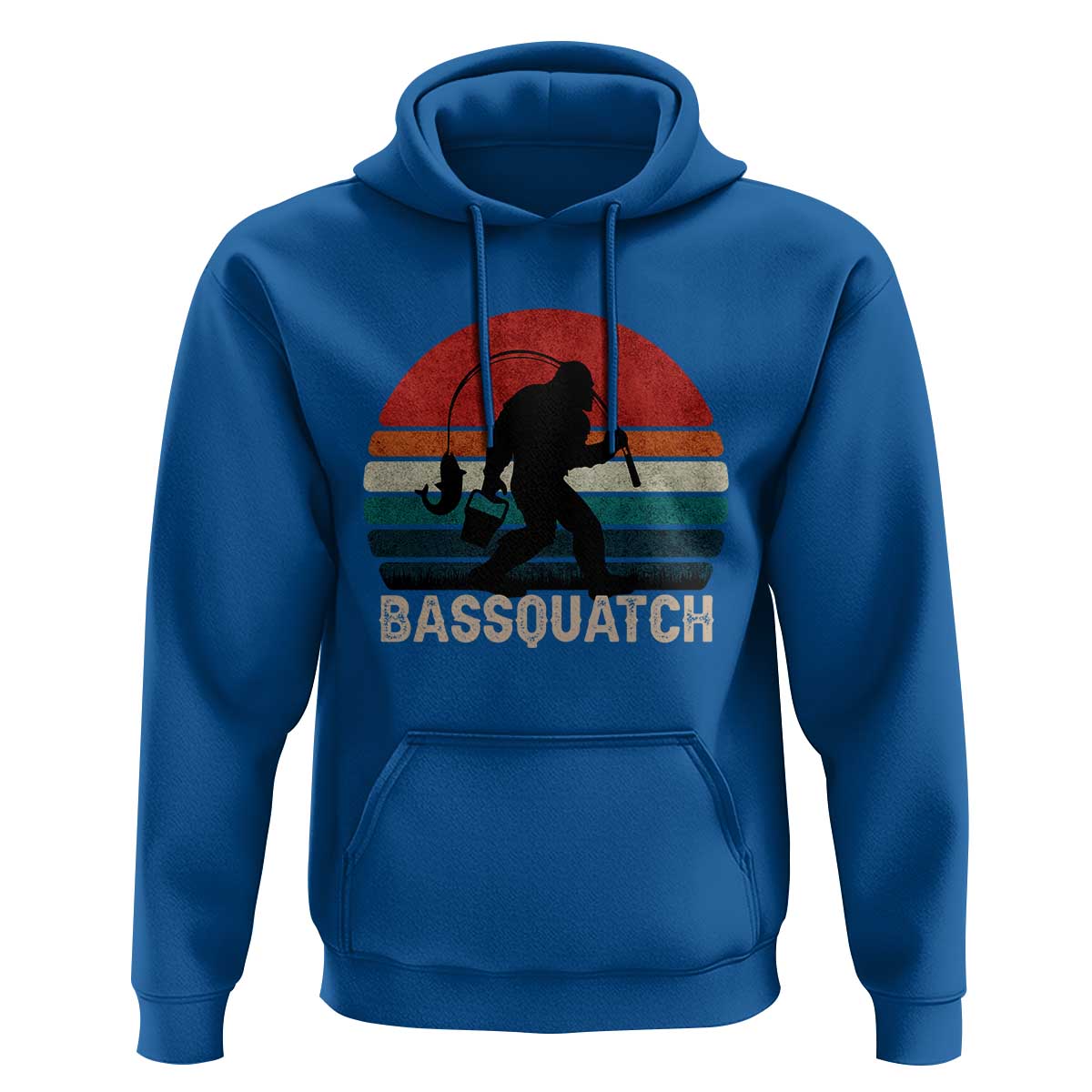 Retro Bigfoot Fishing Hoodie Funny Retro Sasquatch Bassquatch Fisherman - Wonder Print Shop