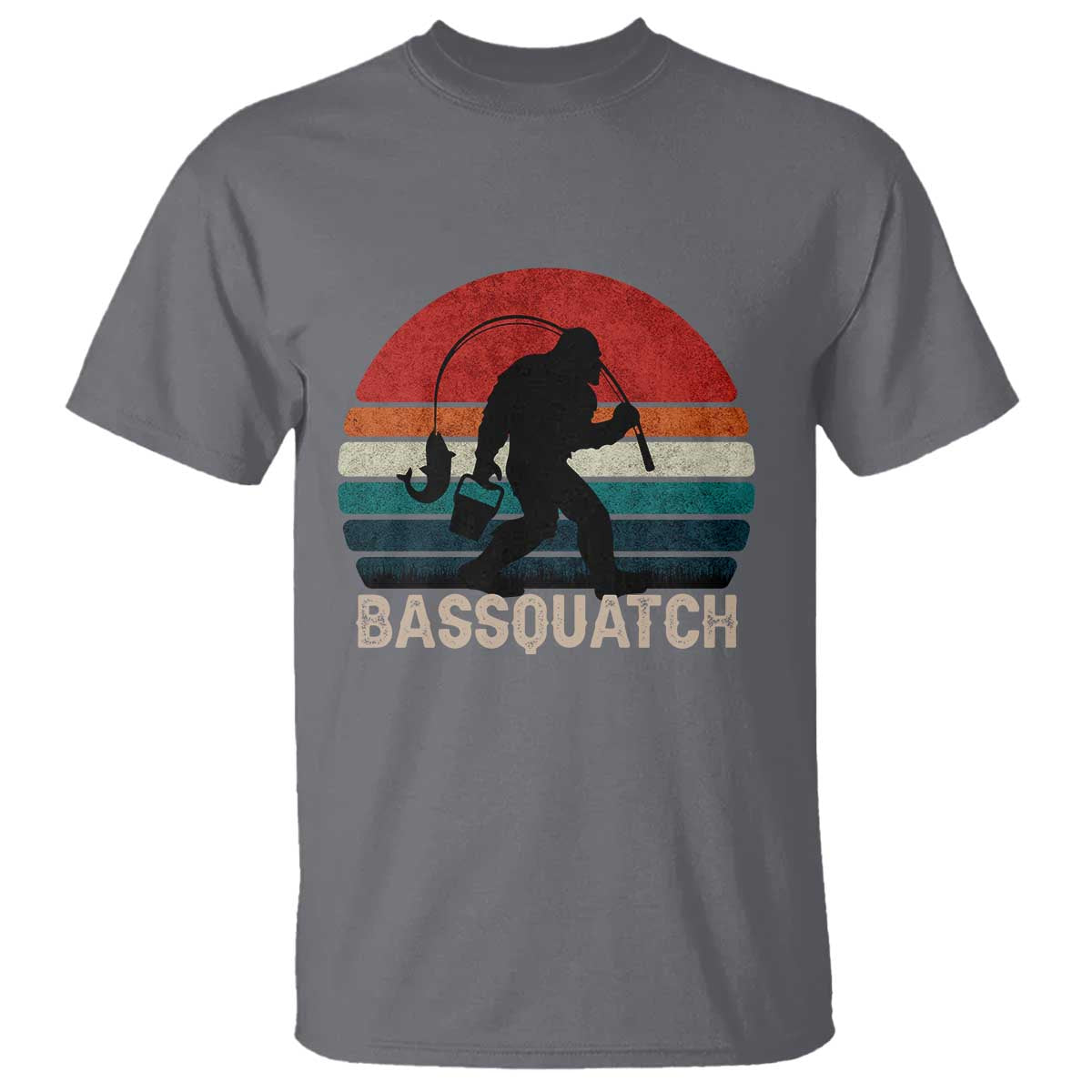 Retro Bigfoot Fishing T Shirt Funny Retro Sasquatch Bassquatch Fisherman - Wonder Print Shop