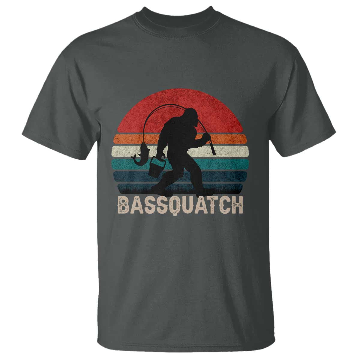 Retro Bigfoot Fishing T Shirt Funny Retro Sasquatch Bassquatch Fisherman - Wonder Print Shop