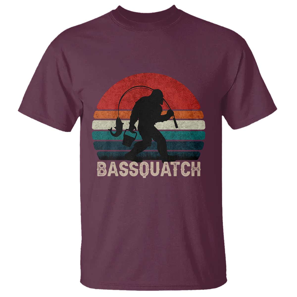 Retro Bigfoot Fishing T Shirt Funny Retro Sasquatch Bassquatch Fisherman - Wonder Print Shop