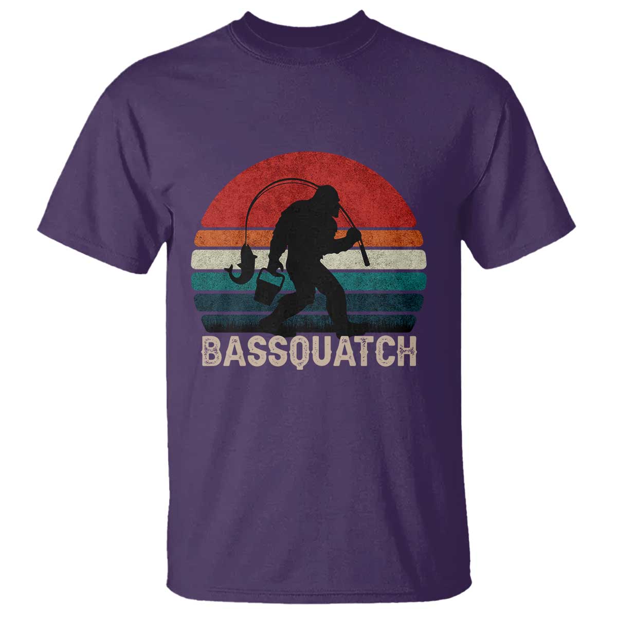 Retro Bigfoot Fishing T Shirt Funny Retro Sasquatch Bassquatch Fisherman - Wonder Print Shop