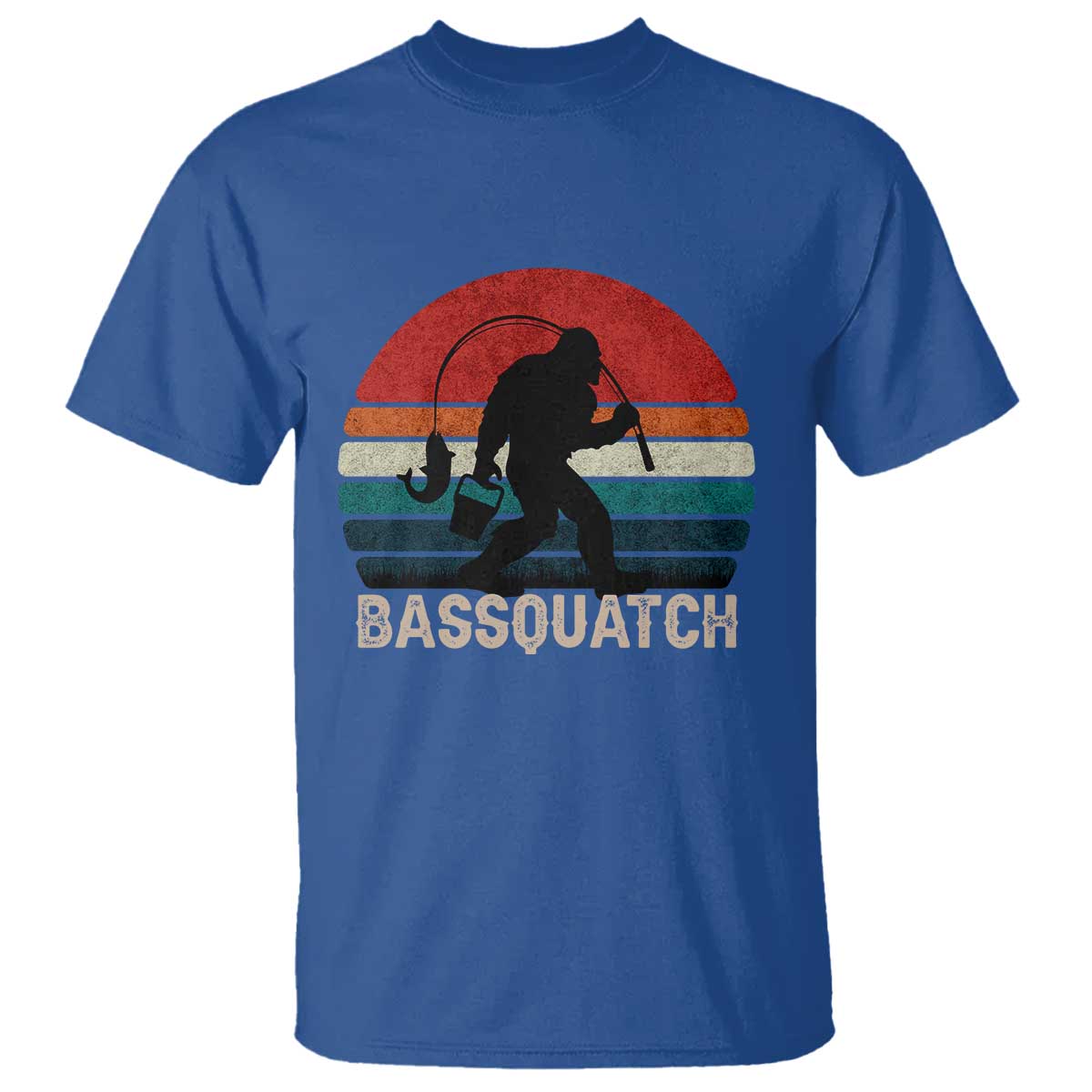 Retro Bigfoot Fishing T Shirt Funny Retro Sasquatch Bassquatch Fisherman - Wonder Print Shop