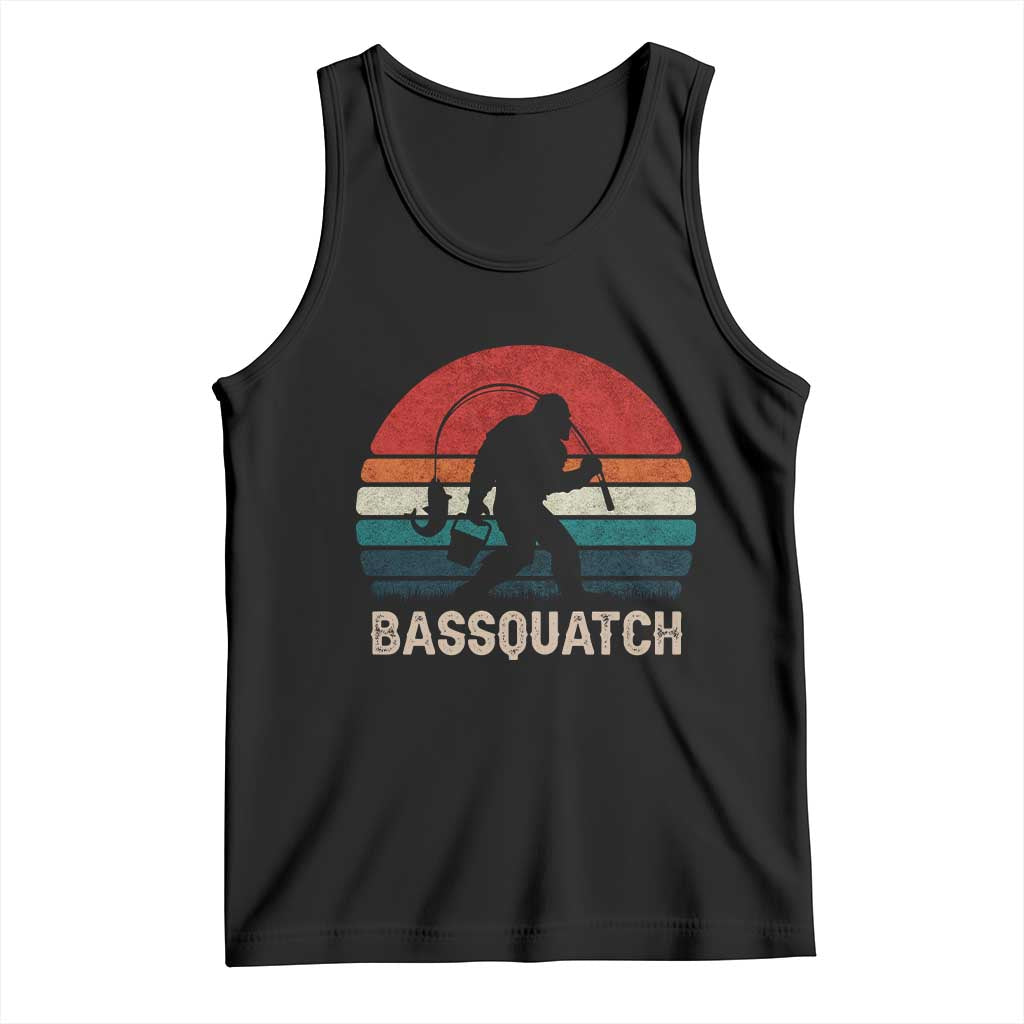 Retro Bigfoot Fishing Tank Top Funny Retro Sasquatch Bassquatch Fisherman - Wonder Print Shop