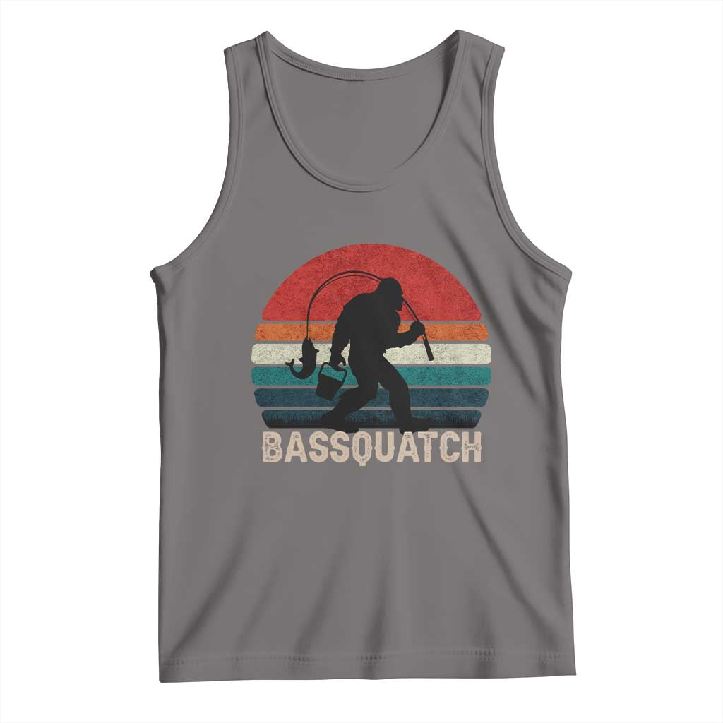 Retro Bigfoot Fishing Tank Top Funny Retro Sasquatch Bassquatch Fisherman - Wonder Print Shop