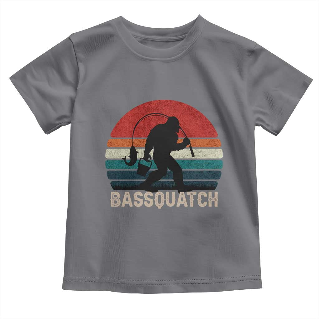 Retro Bigfoot Fishing Toddler T Shirt Funny Retro Sasquatch Bassquatch Fisherman - Wonder Print Shop