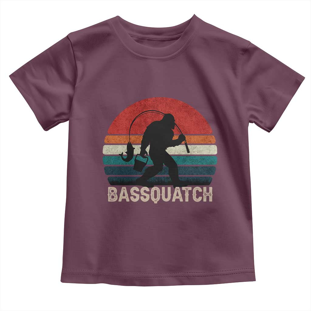 Retro Bigfoot Fishing Toddler T Shirt Funny Retro Sasquatch Bassquatch Fisherman - Wonder Print Shop