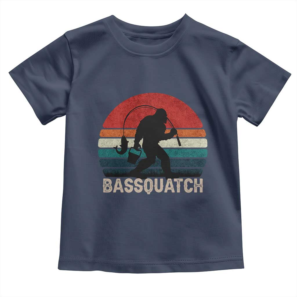 Retro Bigfoot Fishing Toddler T Shirt Funny Retro Sasquatch Bassquatch Fisherman - Wonder Print Shop