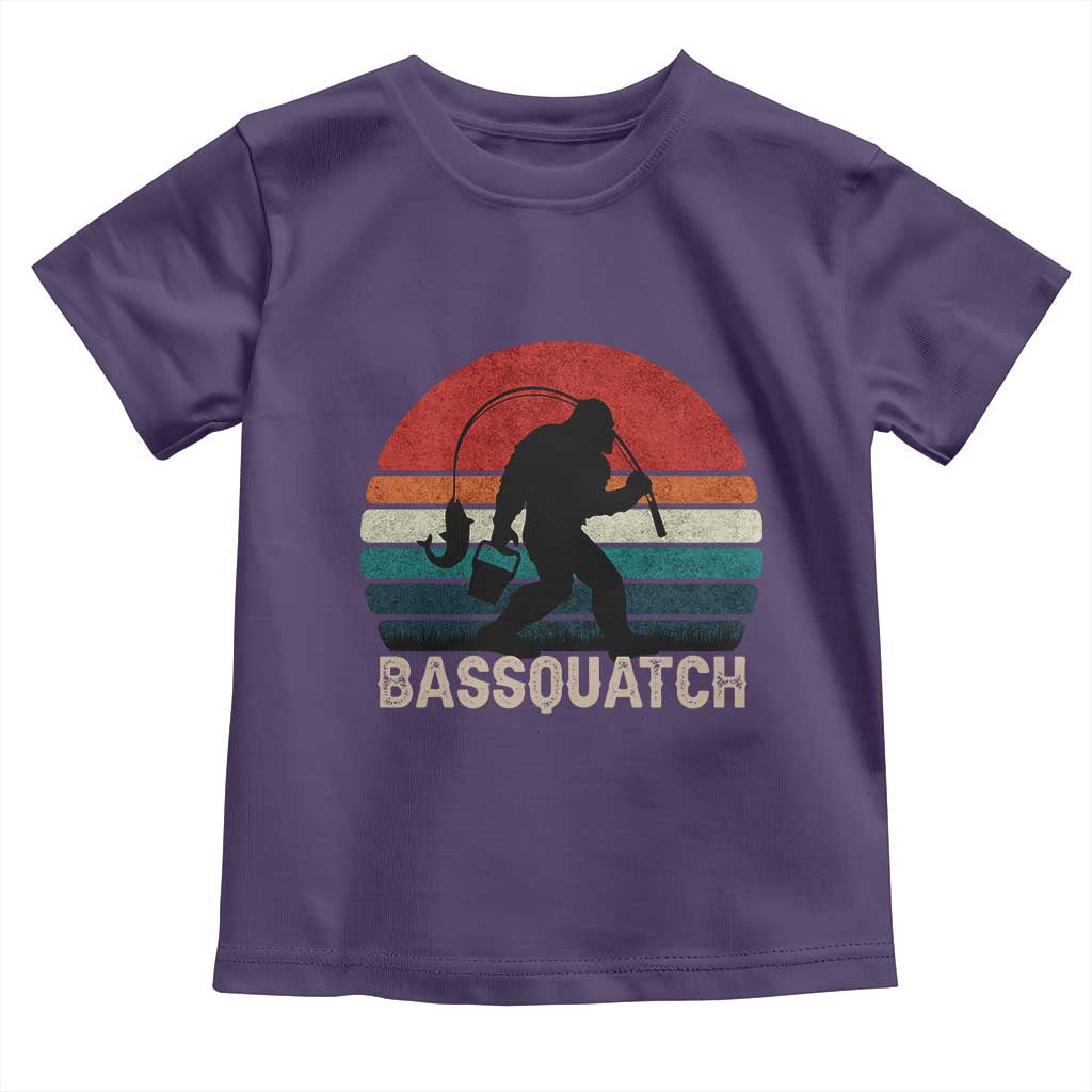 Retro Bigfoot Fishing Toddler T Shirt Funny Retro Sasquatch Bassquatch Fisherman - Wonder Print Shop