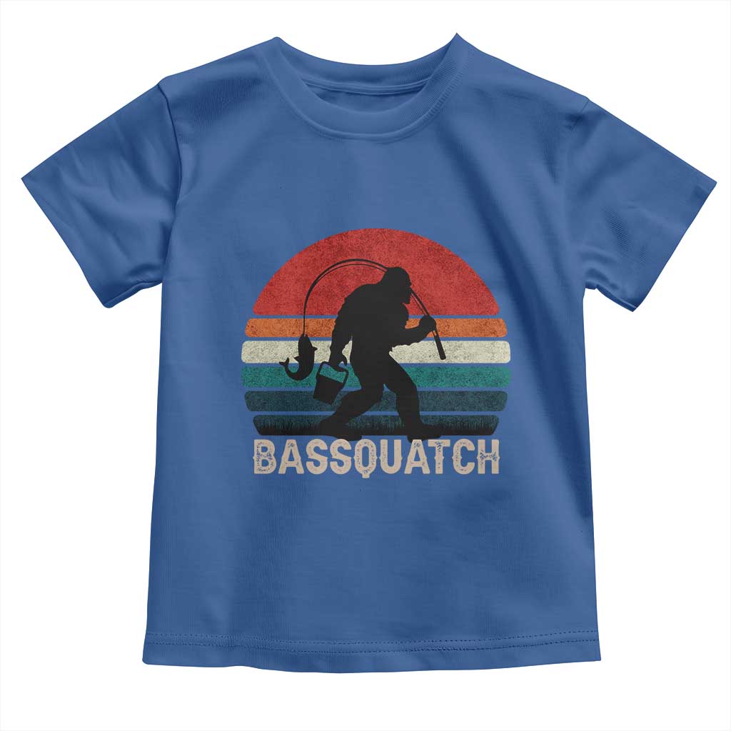 Retro Bigfoot Fishing Toddler T Shirt Funny Retro Sasquatch Bassquatch Fisherman - Wonder Print Shop