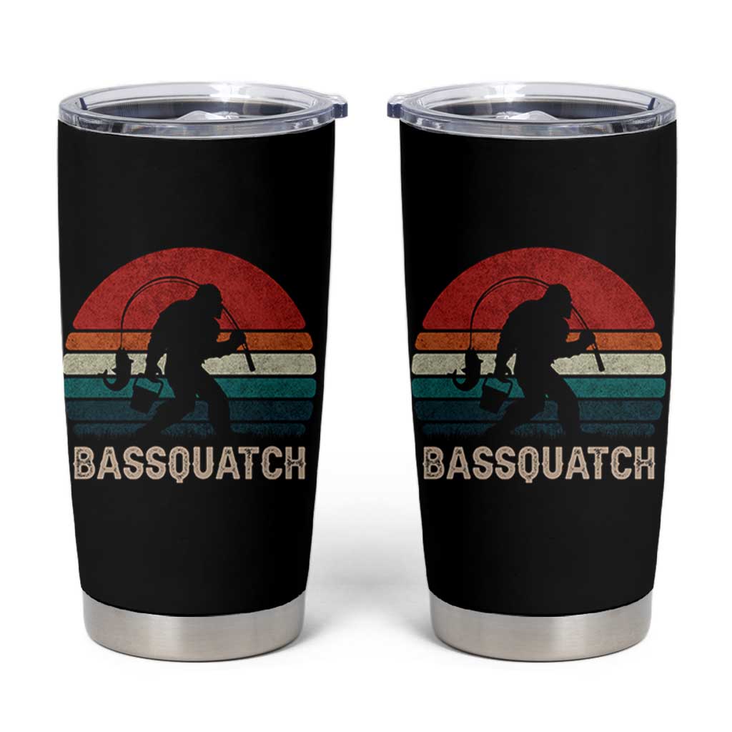 Retro Bigfoot Fishing Tumbler Cup Funny Retro Sasquatch Bassquatch Fisherman - Wonder Print Shop