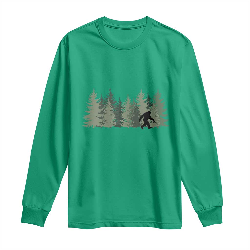 Bigfoot In The Forest Sasquatch Yeti Long Sleeve Shirt - Wonder Print Shop
