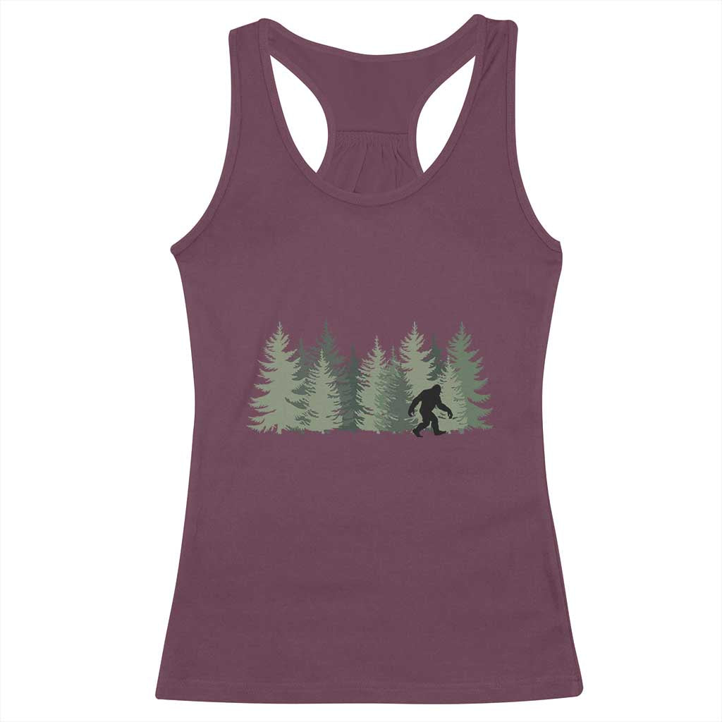 Bigfoot In The Forest Sasquatch Yeti Racerback Tank Top - Wonder Print Shop