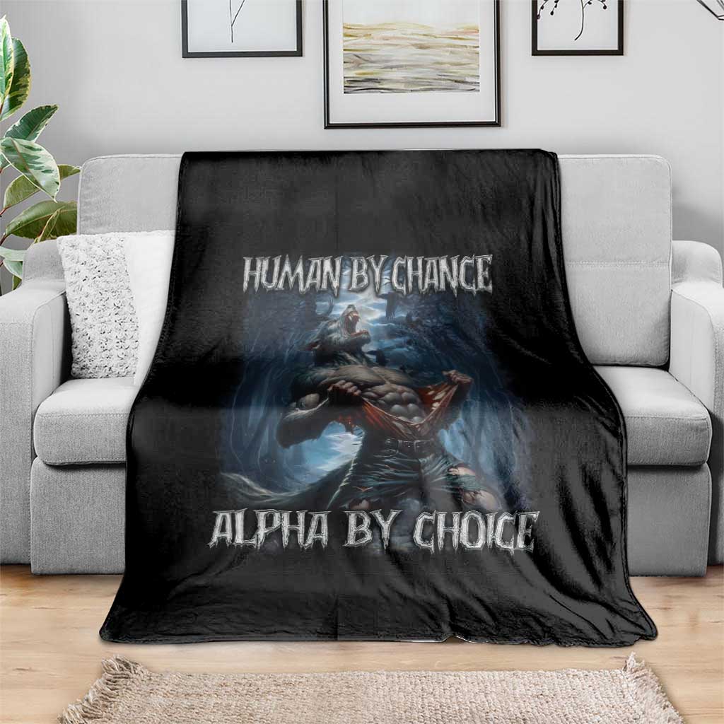 Human By Chance Alpha By Choice Wolf Throw Blanket Vintage 90s Style Wolf Sigma Emo Meme - Wonder Print Shop