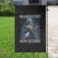Human By Chance Alpha By Choice Wolf Garden Flag Vintage 90s Style Wolf Sigma Emo Meme - Wonder Print Shop