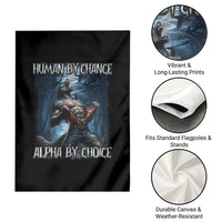 Human By Chance Alpha By Choice Wolf Garden Flag Vintage 90s Style Wolf Sigma Emo Meme - Wonder Print Shop