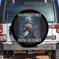 Human By Chance Alpha By Choice Wolf Spare Tire Cover Vintage 90s Style Wolf Sigma Emo Meme - Wonder Print Shop