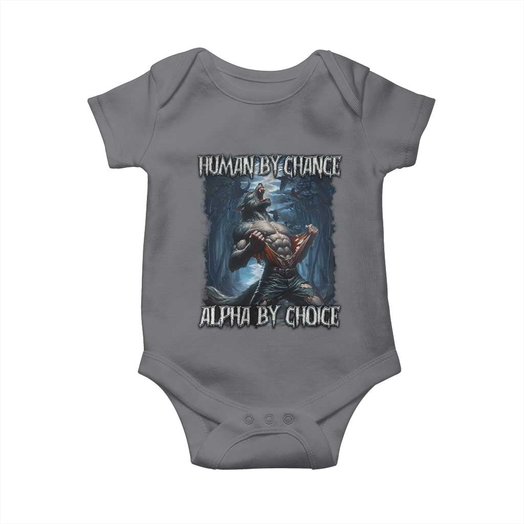 Human By Chance Alpha By Choice Wolf Baby Onesie Vintage 90s Style Wolf Sigma Emo Meme - Wonder Print Shop